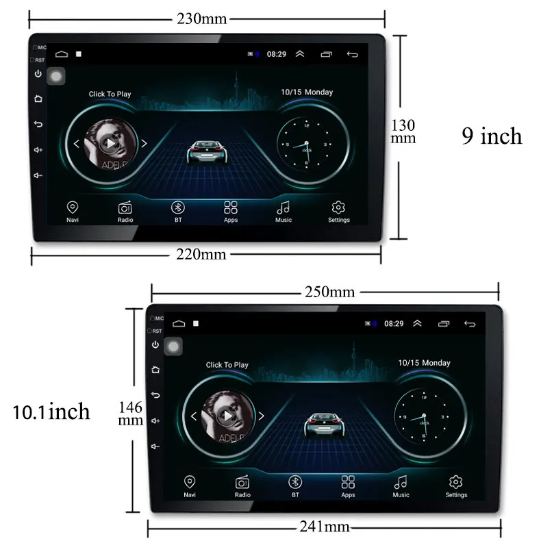 Автомагнитола Podofo 2 Din Android 8 1 9/10 дюйма мультимедийный видеоплеер Универсальный