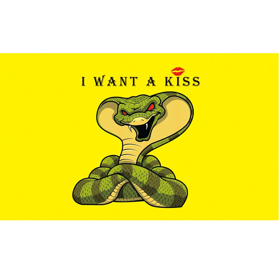

Cobra I want a kiss Smiling Snake, flag made for Customers,Colour flag Custom made dont kiss me Cobra