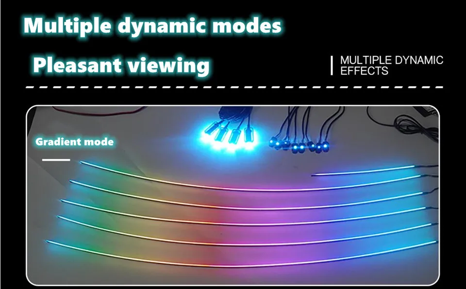 18 In 1 Symphony Streamer Auto Umgebungslichter Innen LED Acryl Streifen Licht RGB 64 Farbe Dekoration Atmosphäre Lampe APP Fernbedienung – Detail 22