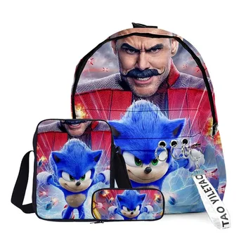 

Anime Cartoon Sonic the Hedgehog Printing Backpack Children's Schoolbag Boys and Girls Outdoor Casual Backpack Christmas Gifts