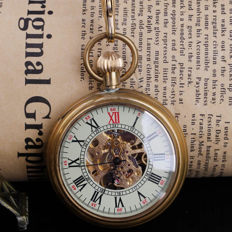 

Antique Vintage Mens Hand Wind High Quality Mechanical Pocket Watches with Chain Relogio DeBolso PJX049