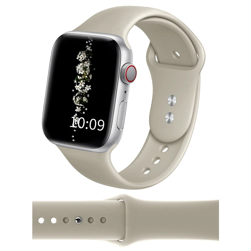 GELUOYA мягкий силиконовый спортивный ремешок для наручных часов Apple Watch, версии 5/4/2/38 мм/42 мм резиновый ремешок для наручных часов iWatch серии 5 4 40 мм 44 мм - Цвет ремешка: Light Grey