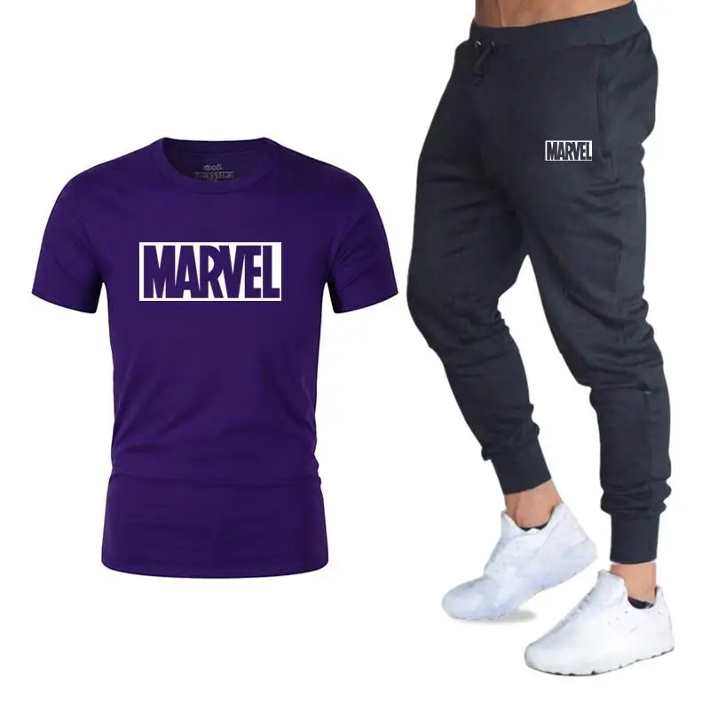 50% OFF Men's Sets T Shirts+pants Two Pieces Sets Casual Tracksuit Men/Women New Fashion printing suits sportwear Gyms Fitness trousers