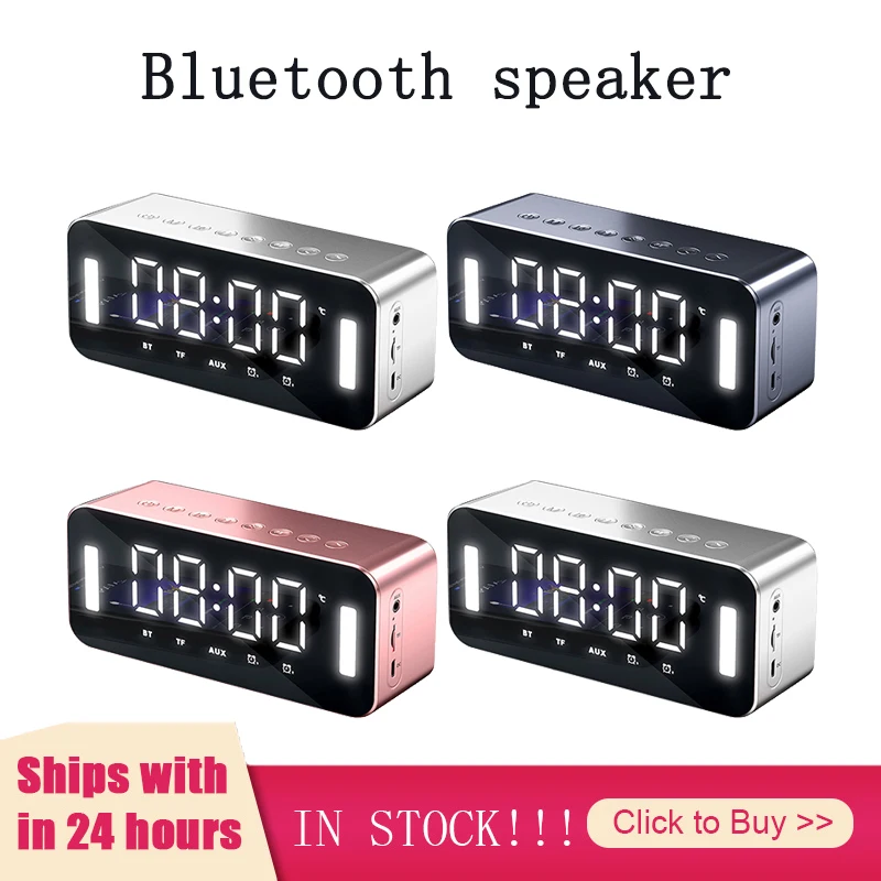 MC-H8 Bluetooth 5,0 altavoz de gama completa de 1500mAh/2500mAh estéreo bajo pantalla LED Digital reloj electrónico FM Radio bajo portátil