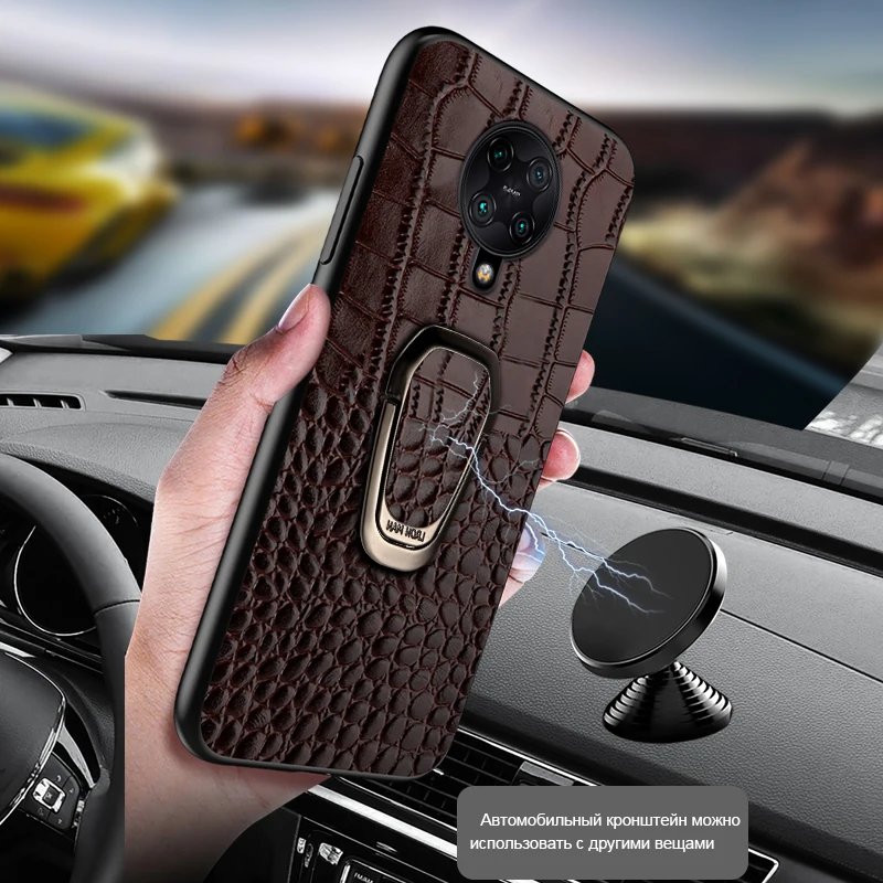 Кожаный чехол для телефона Xiaomi Pocophon F2 Pro Poco 9 10 9T A3 с кронштейном Redmi Note 9S 8T 8