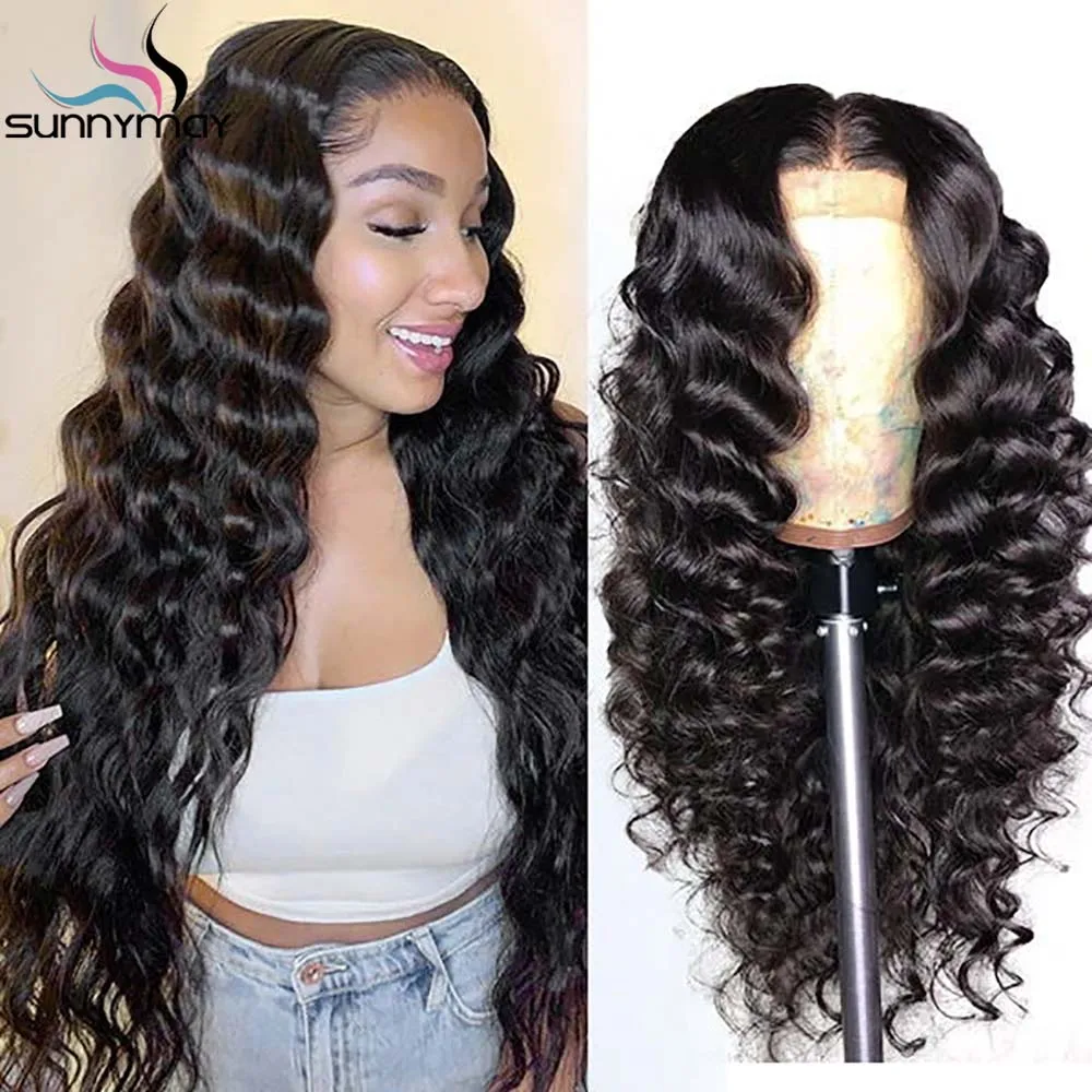 

Deep Wave Lace Closure Wig 150% Brazilian Remy Wigs With Baby Hair Pre Plucked Transparent Human Hair Lace Frontal Wig For Women