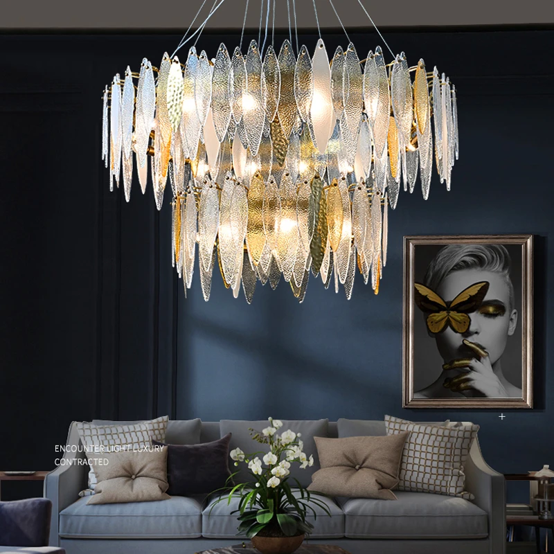 Modern Leaf Luxury Art Double-Layer Circular Chandelier 3 Modern Leaf Luxury Art Double-Layer Circular Chandelier 3
