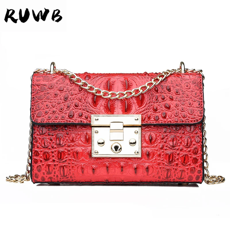 

RUWB Luxury Handbags Women Bags Designer High Quallity PU Leather Shoulder Bags Fashion Alligator Crossbody Bags For Women 2019