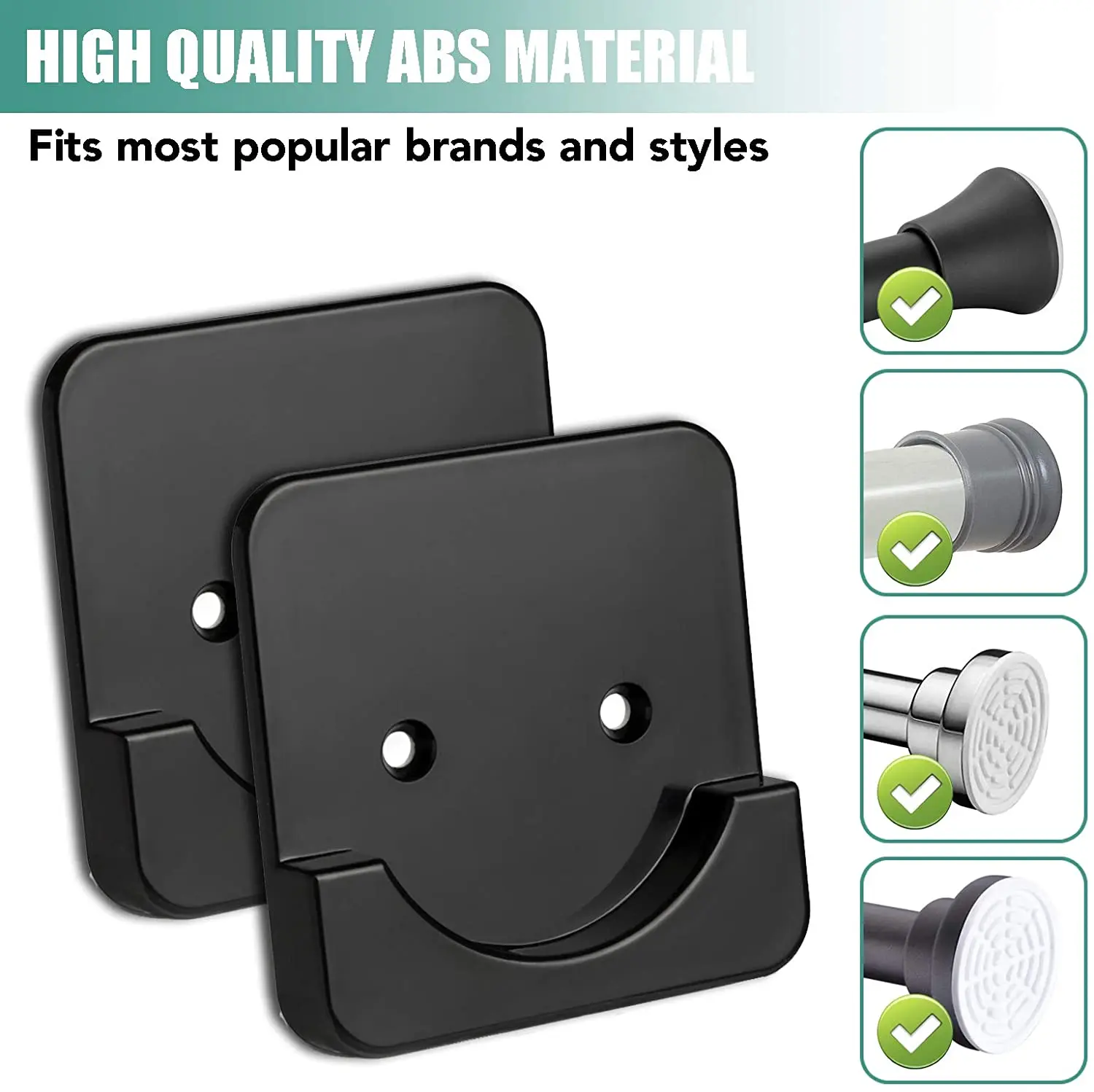 Universal Shower Curtain Rod Mount Holder for Wall Adhesive Shower Rod Tension Retainer No Drilling Stick On Screw Fixation Universal Shower Curtain Rod Mount Holder for Wall Adhesive Shower Rod Tension Retainer No Drilling Stick On Screw Fixation