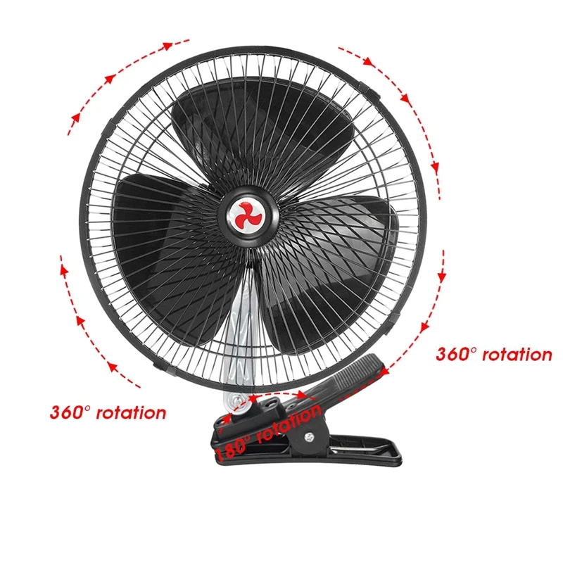 12 В автомобильный портативный вентилятор, регулируемый автомобильный Грузовик, легко крепится, система охлаждения, зажим, настольный вентилятор, полностью установленный Автомобильный Электрический Fa