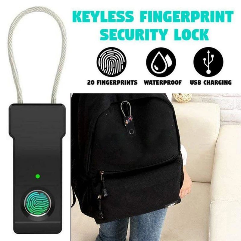 

Keyless Luggage Suitcases Fingerprint Smart Padlock Door Security Biometric Lock