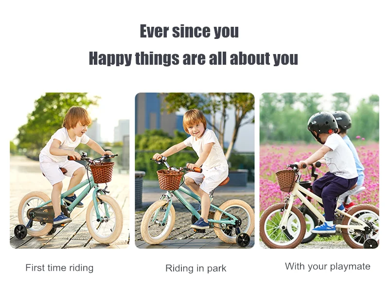New Kids Bike 14/16 inch 3 - 9 Years Old Boys and Girls Princess Vintage Bicycle Baby Children Balance Bike With Auxiliary Wheel