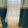 New Light Luxury Curtains for Living Dining Room Bedroom Thick Cashmere Shading Chenille Embroidered Bead Blue Curtains Tulle ► Photo 3/5