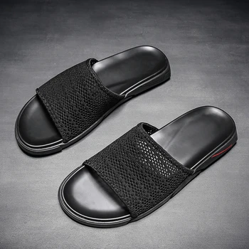 

SDZ House Slippers Men Casual Shoes Air Mesh Breathable Lightweight Comfortable Black Beach Shoes Size 38-44