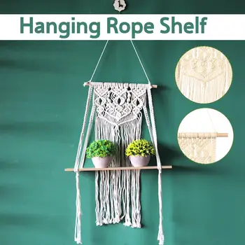 

Macrame Hanging Planter Basket Wall handmade plant hanger pot indoor purl edging and wood bead Party Wedding Home Decoration