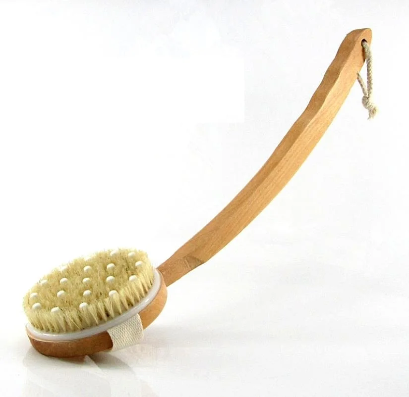 Soft Bead brush shower Curved Handle Detachable Bristle Bath Brush
