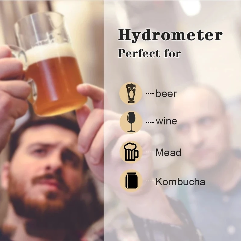 Hydrometer Tester 2Pcs/lot Triple Scale Hydrometer for Wine Beer Mead Kombucha Specific Gravity ABV Tester Measuring Tools