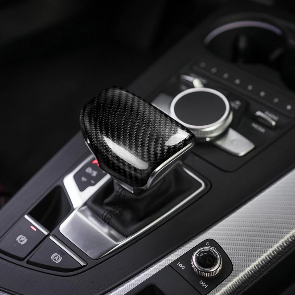 Car Interior Styling Carbon Fiber Gear Shift Knob Gear Head Sticker Cover for Audi A4 S4 RS4 B9 A5 S5 RS5 Q5 Q7