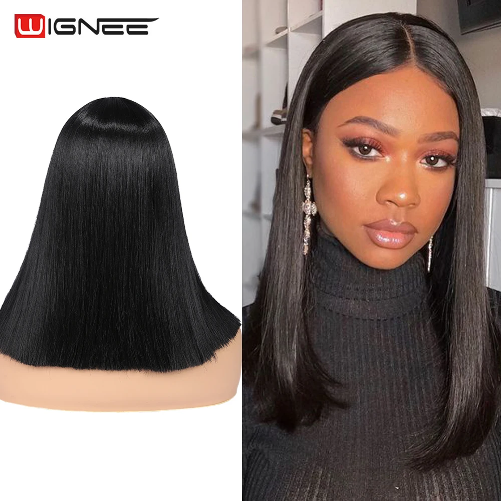 Synthetic Wigs Short-Hair Wignee Glueless Straight Women Heat-Resistant Ombre for Daily