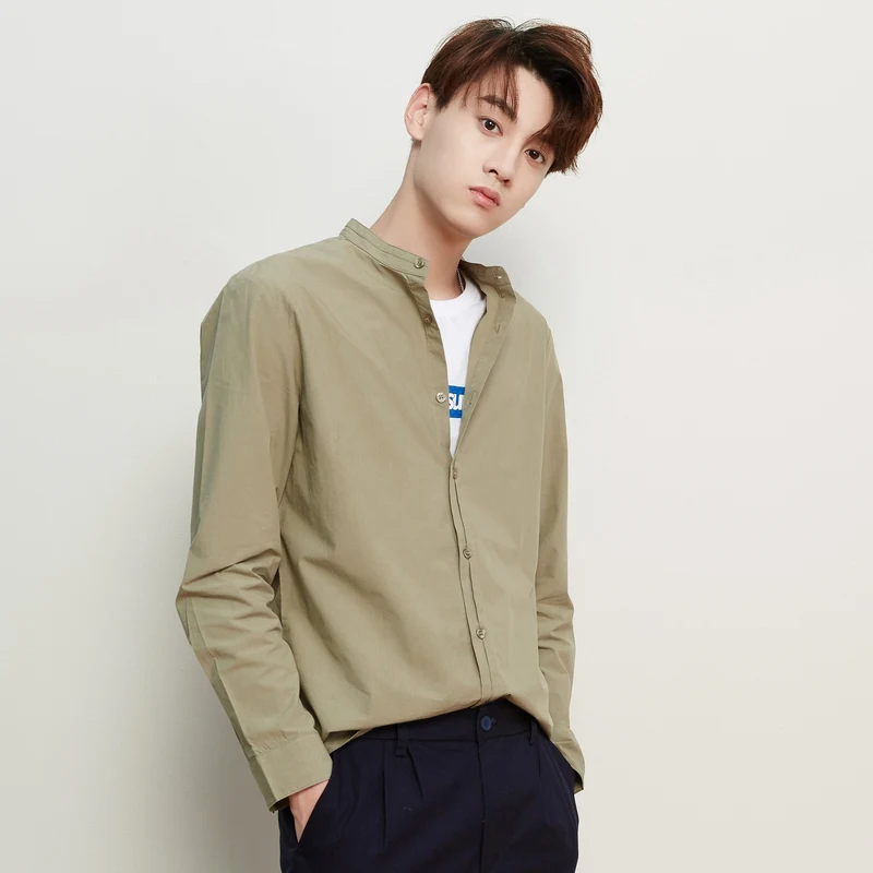 Goedkoop Metersbonwe Merk Mannen Nieuwe Casual Shirts 2019 Lente Herfst Mannelijke Slanke Lange Mouwen Shirts Reguliere Katoen Mannelijke Tiener Tops