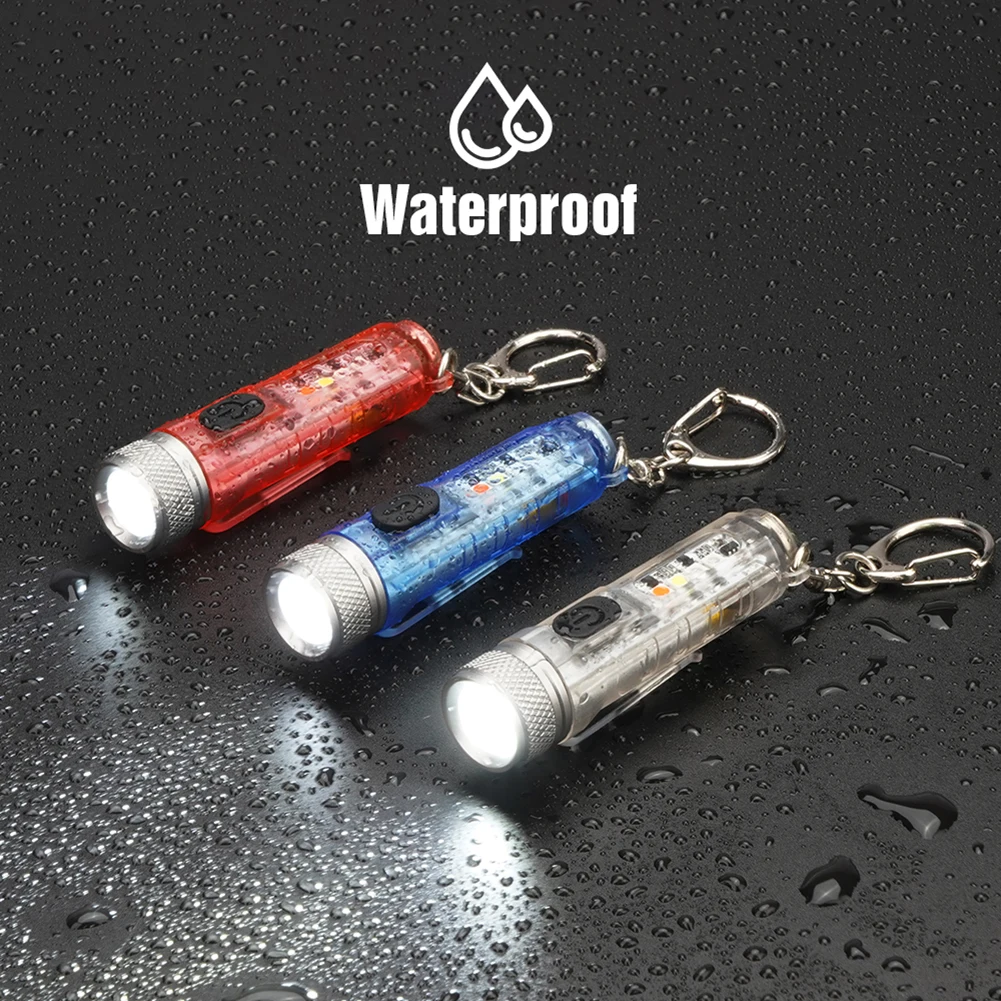 Mini Keychain Pocket Torch with Buckle USB Rechargeable EDC LED Light