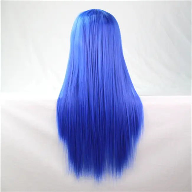 Synthetic Hair Wigs For Women Cosplay Wig 80 cm Straight Long Light Purple Wig With Bangs Pink Red Blue Blonde Brown Black Green - Image 21