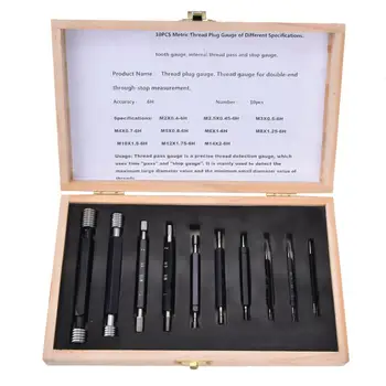 

10Pcs/set Two Sizes Thread Plug Gage High Accuracy Double-End Through-Stop Measurement Hand Tool