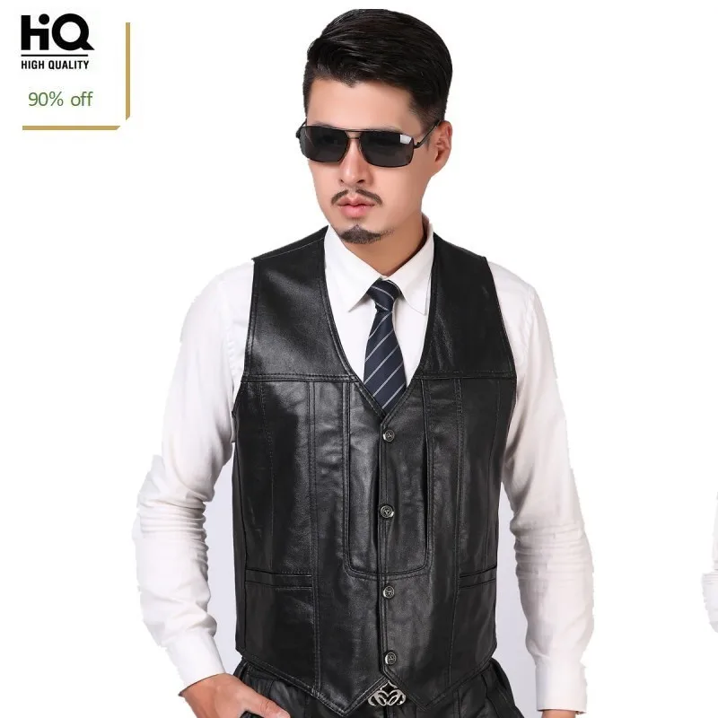 

Mens Outside Pescar Padded Vest Pockets Photography Waistcoat Plus Size 5XL Male Genuine Leather Business Work Slim Jacket Coat