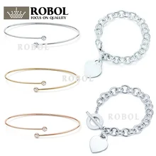 SL TFB TIFF,, Стерлинговое Серебро, 925, высокое качество, очаровательный браслет с гравировкой, надпись для женщин, оригинальная модель производства