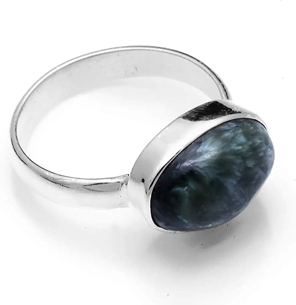 Подлинное кольцо Серафинит 925 пробы серебро, США Размер: 8,25, 2SR614