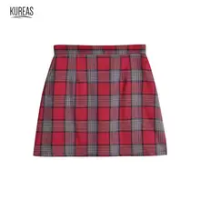 Kureas, женская короткая юбка, модная, в клетку, с принтом, мини юбки, повседневная, шикарная, для офиса, леди