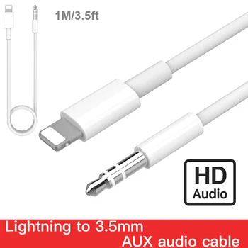 

Lightning to 3.5mm AUX Audio Jack Car Speaker earphone Cable Cord For iPhone 11 Pro MAX XS XR SE2 7 8 iPod iPad
