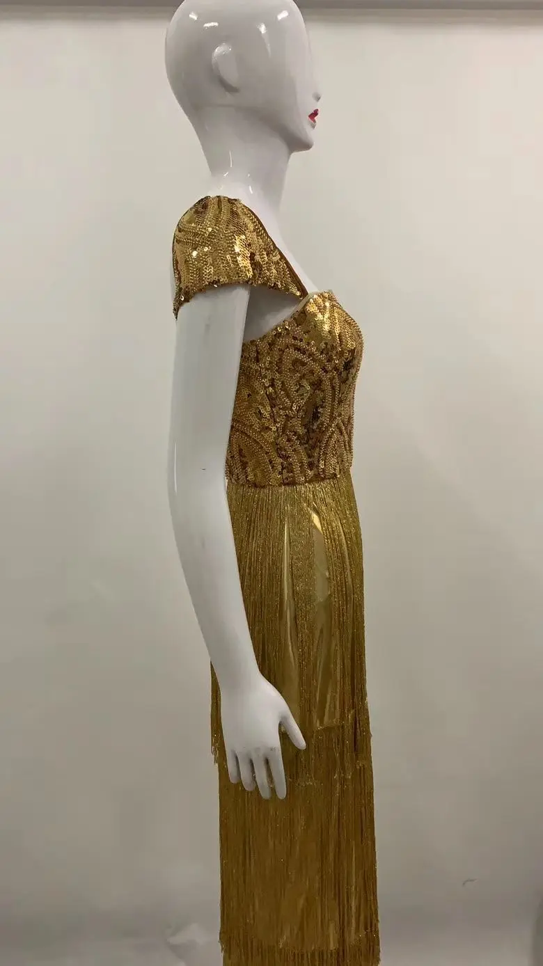 Для женщин золотыми блестками Элегантные без рукавов Vestido знаменитости Вечеринка облегающее Бандажное платье