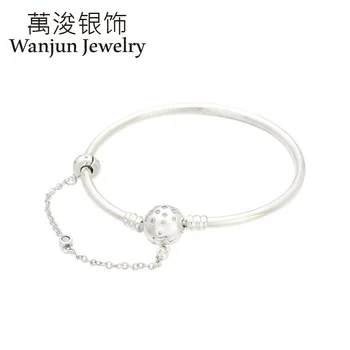 

Wanjun Jewelry 100%925 Sterling High Quality Cubic Zirconia Moments True Love Lettering Safety Chain Bracelet Gift Send Friends