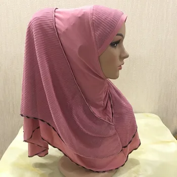 

Gitter Muslim Instant HIJAB Scarf Turban Lurex Female Stretch Turban caps Headscarf Islamic Women's Under Caps Hijabs Neck Cover