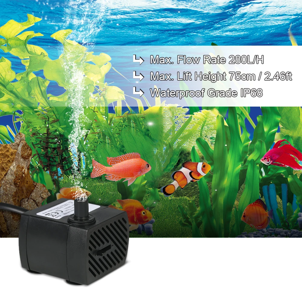รูปสินค้า 110 V/220 V 2.5 W/3 W/4 W/5 W Ultra-Quiet Submersible น้ําพุปั๊มกรองบ่อปลา Aquarium ปั๊มน้ําถัง Garden Fountain