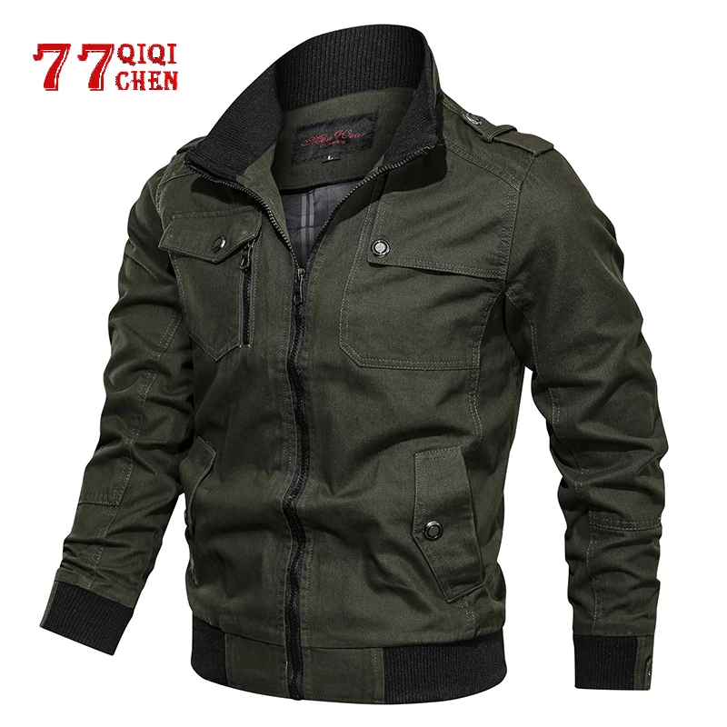 Beste Casual Solid Jacket Mannen Katoen Multi Pocket Bomber Jassen Mannelijke Lente Herfst Slim Fit Jas Pilot Windbreaker Jaqueta Masculina