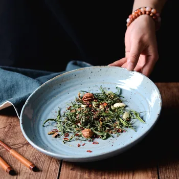 

Clear Sir Blue The Market Originality Service Plate Round Western-style Food Disc Steak Disc Ceramics Plate Dish Western-style