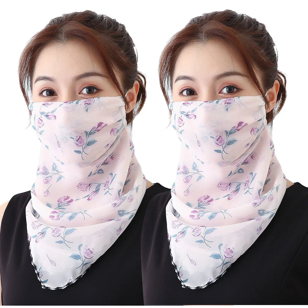 Sun Protection Mask Scarf Silk Neck Scarf （2Pcs） Worth Buy Store