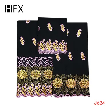 

HFX Bazin Riche Getzner 2.5 +2.5+2 Yards African Bridal Cotton Lace Fabric Embroidery Voile Lace Fabric for Women L624