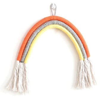 

Home Decoration Accessories Rainbow Hand-Woven Jewelry Nordic Fresh And Simple Children'S Room Wall Decoration Hanging Orange+Gr