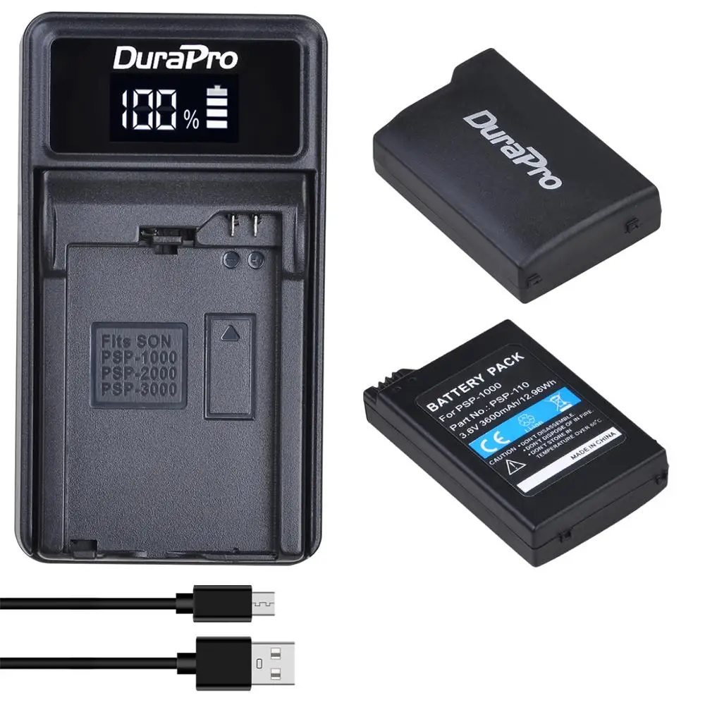 Durapro 3600mah Psp1000 Psp110 Battery+led Usb Charger For Sony Psp