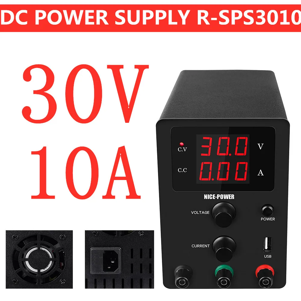 R-SPS черный DC лабораторный импульсный источник питания регулируемый 30 в 10A настольный источник цифрового напряжения и тока регулятор 30 в - Цвет: 30V 10A(black)