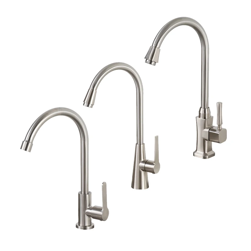 Classic Kitchen Faucet Brushed Process Swivel Spout Sink Faucet Curved Tube Single Cold Water Tap Deck Mounted Wash Basin Tap gold kitchen faucet