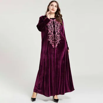 

Velvet Winter Dresses Abayas For Women Muslim Abaya Dress Plus Size Elegant Party Fashion Oversize Dubai Islamic Clothing Robe