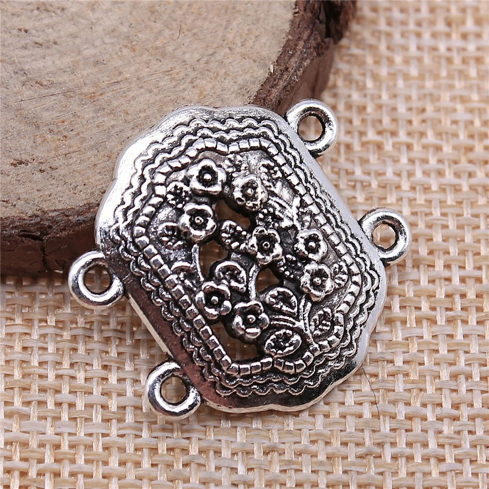 

Wholesale 60pcs/bag 27x28mm Body Chain Flower Porous Connector Antique Silver Color Jewelry Findings Accessories