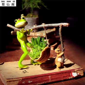 

Garden Balcony Creative Personality Cuteness Frog Animals Fleshy Flower-Pots with the Desktop Decorations Suspends Resin