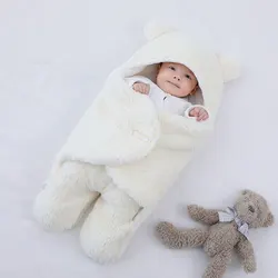 Saco de dormir cálido para bebé Unisex, saco de dormir de dibujos animados de Color sólido para recién nacido, de 3 a 9 meses