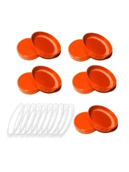 

10PCS 70mm Colored Plastic Mason Jar Lids Recyclable Storage Caps With Silicone Sealing Rings, 86mm Mouth Mason Canning Jars