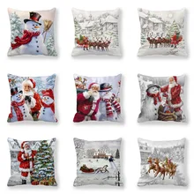 Рождественская Подушка Holiday принт Санта Клаус с принтом «Снеговик» Пижама с изображением лося диван-кровать наволочка для домашнего декора Спальня Рождественская подушка набор